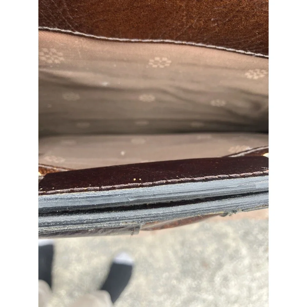 17”x11.5” VTG Brown Leather Briefcase 2 Handle Multiple Pockets Korea